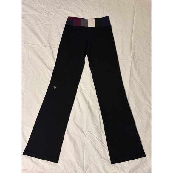 Lululemon Astro Pant Regular Black Plum Stripe Yoga Gym Flare Leggings 31" Sz 4 - Picture 6 of 11